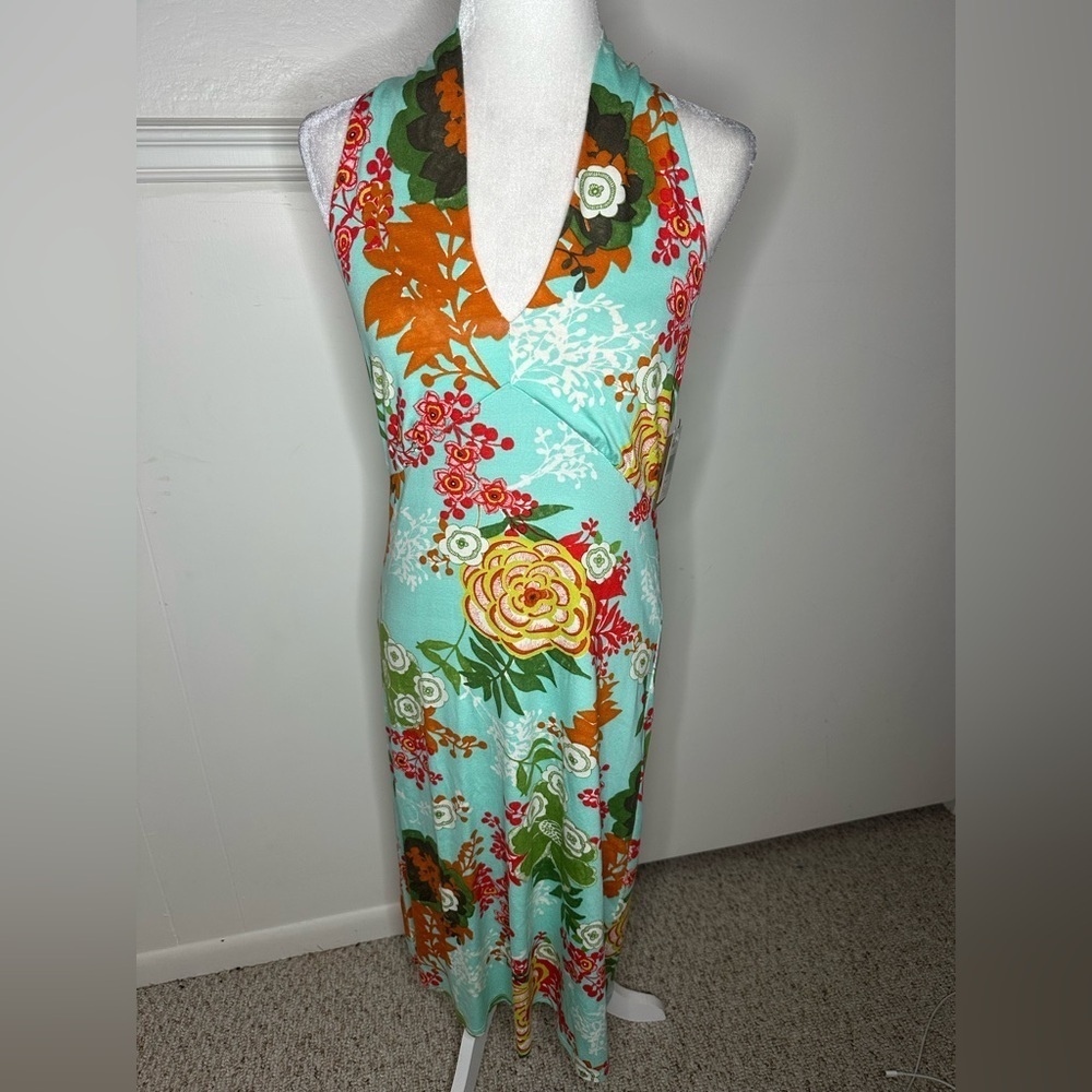 Ivy Jane Vibrant Floral Halter Dress size M new with tag